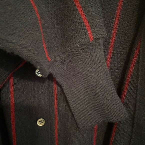 EUC Vintage IZOD Lacoste navy blue red stripe pearl  button cardigan men’s large - Picture 5 of 8